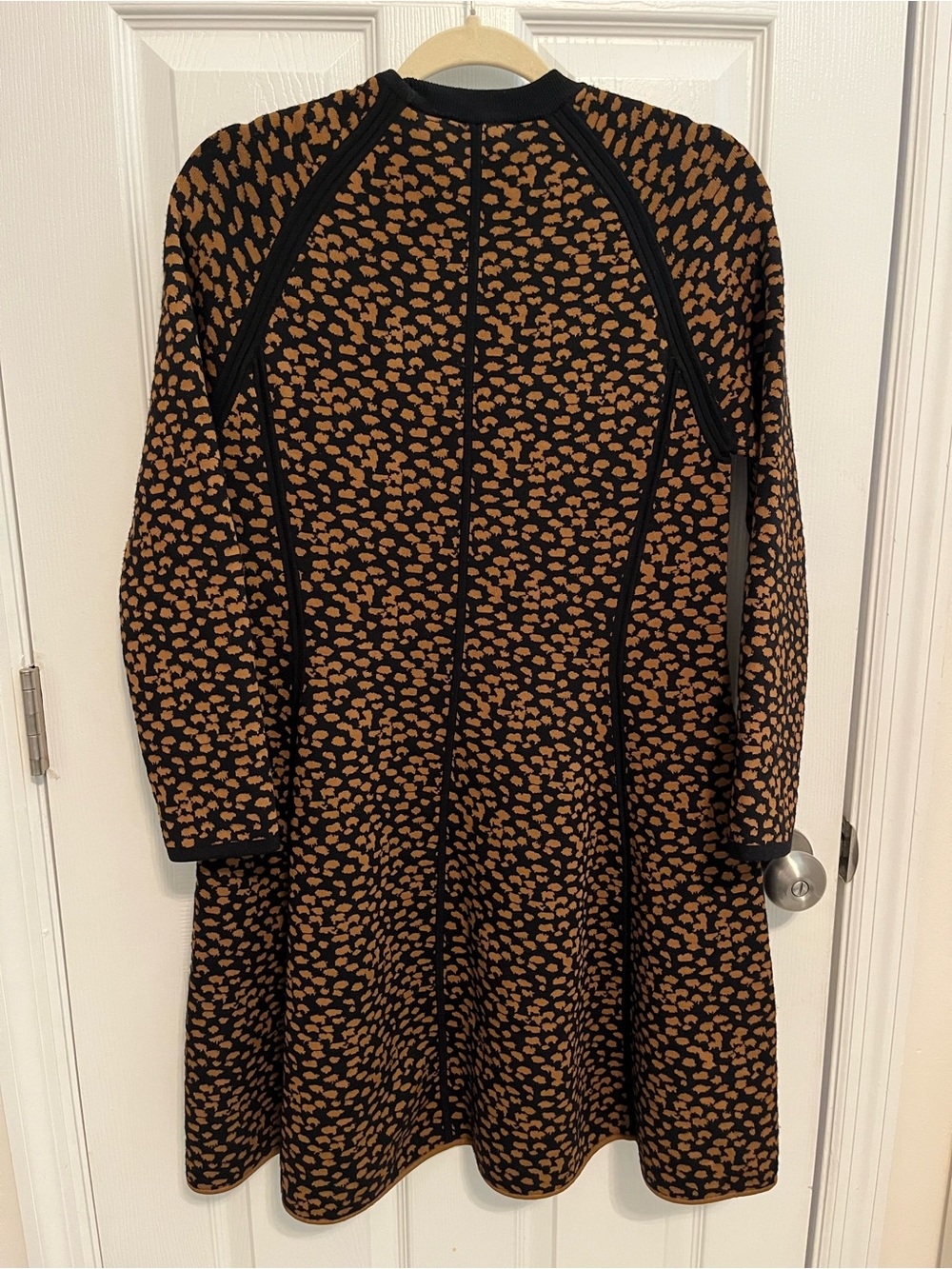 A.L.C. Leopard Print Knit Fit & Flare Mini Dress Black Brown Size Large - Picture 8 of 11